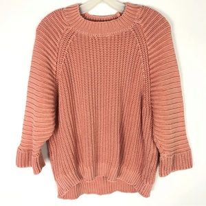 Anthropologie Maeve Mackenzie 3/4 sleeve coral chunky ribbed sweater Small